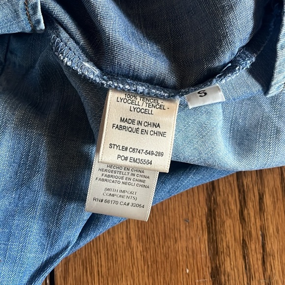 Cloth & Stone Xander Lace Up Chambray Dress Size S Tencel Lyocell Pockets - Picture 9 of 10